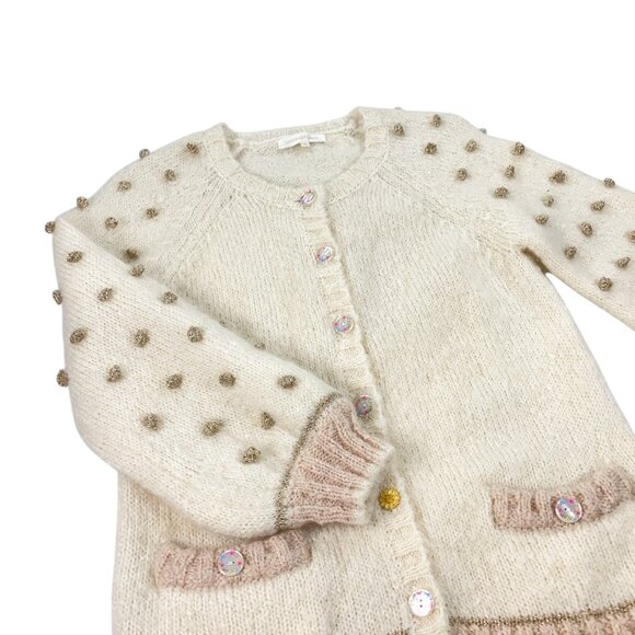 LoveShackFancy Nuri Boyfriend Cardigan Womens Size S Mohair Wool Blend Cream - Picture 5 of 10